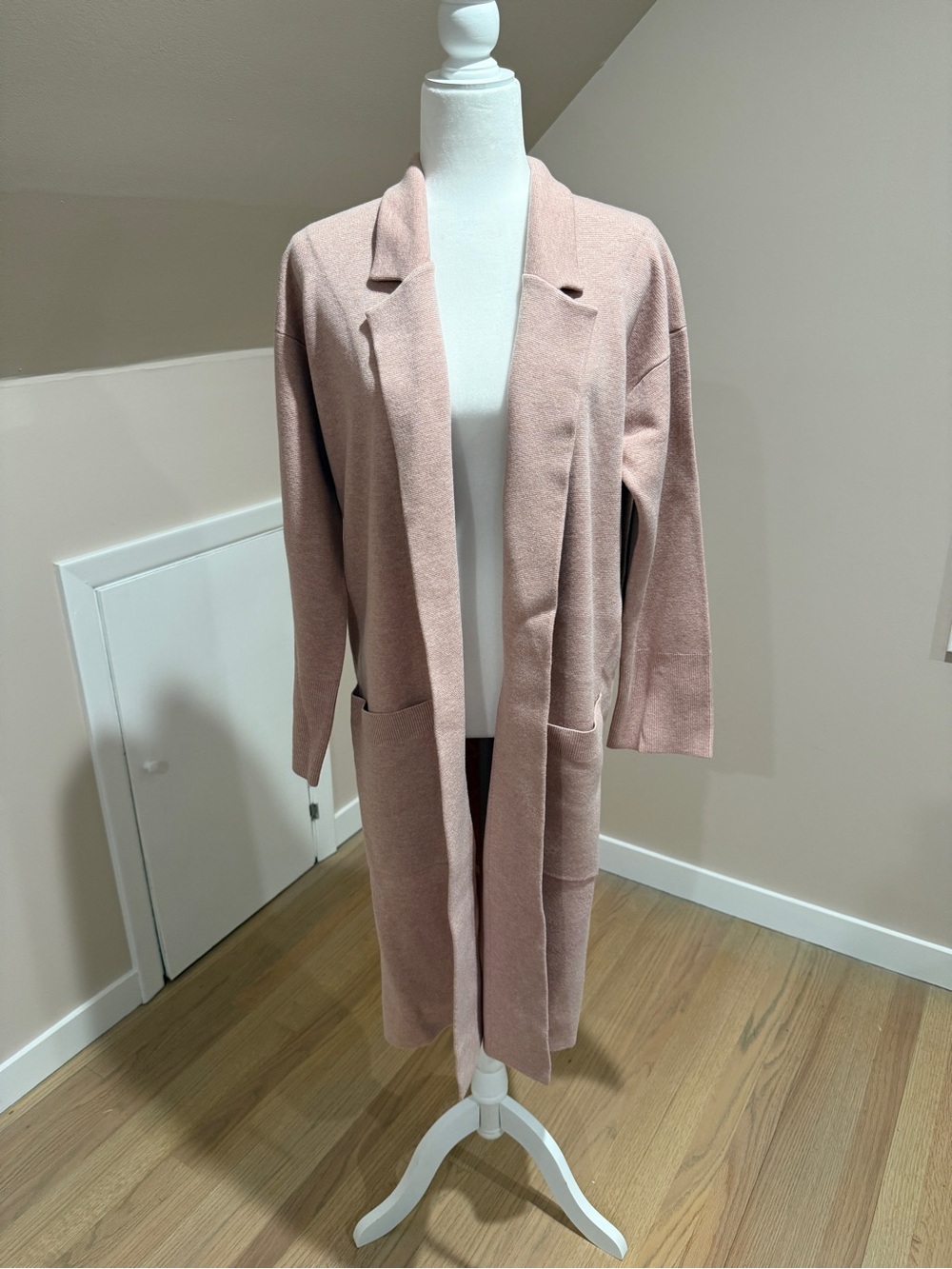 NWOT J.Crew Dusty Rose Longline Open-Front Cardigan, Size Small